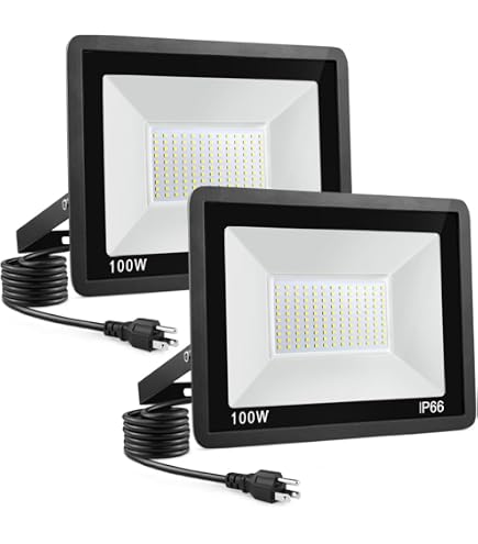 Ceena 2 Pack 60W Plug in LED Flood Light Outdoor, 6000lm Super